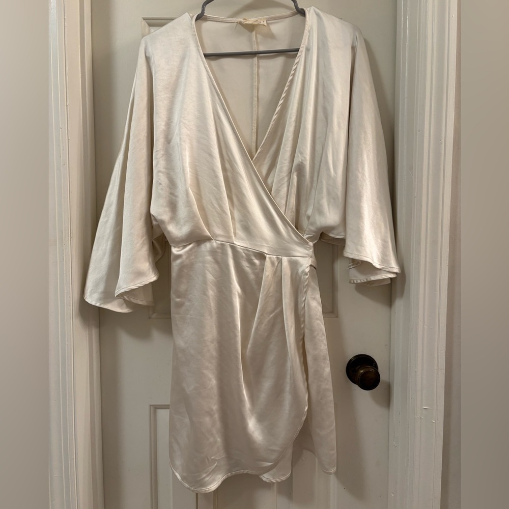 “Dress Up” Cream Wrap Dress